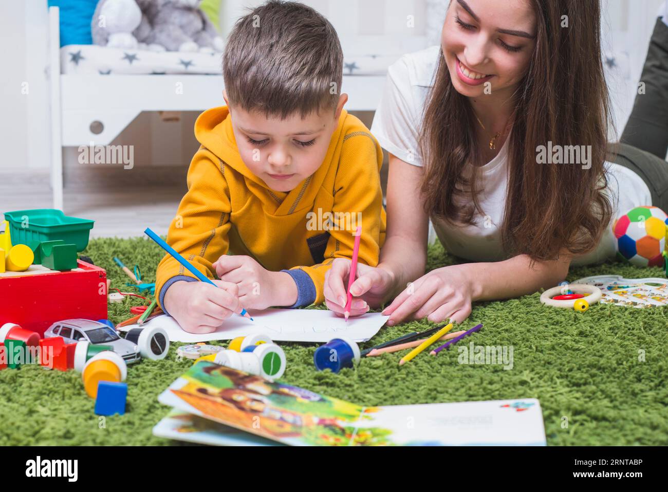 Disegno di madre figlio Foto Stock