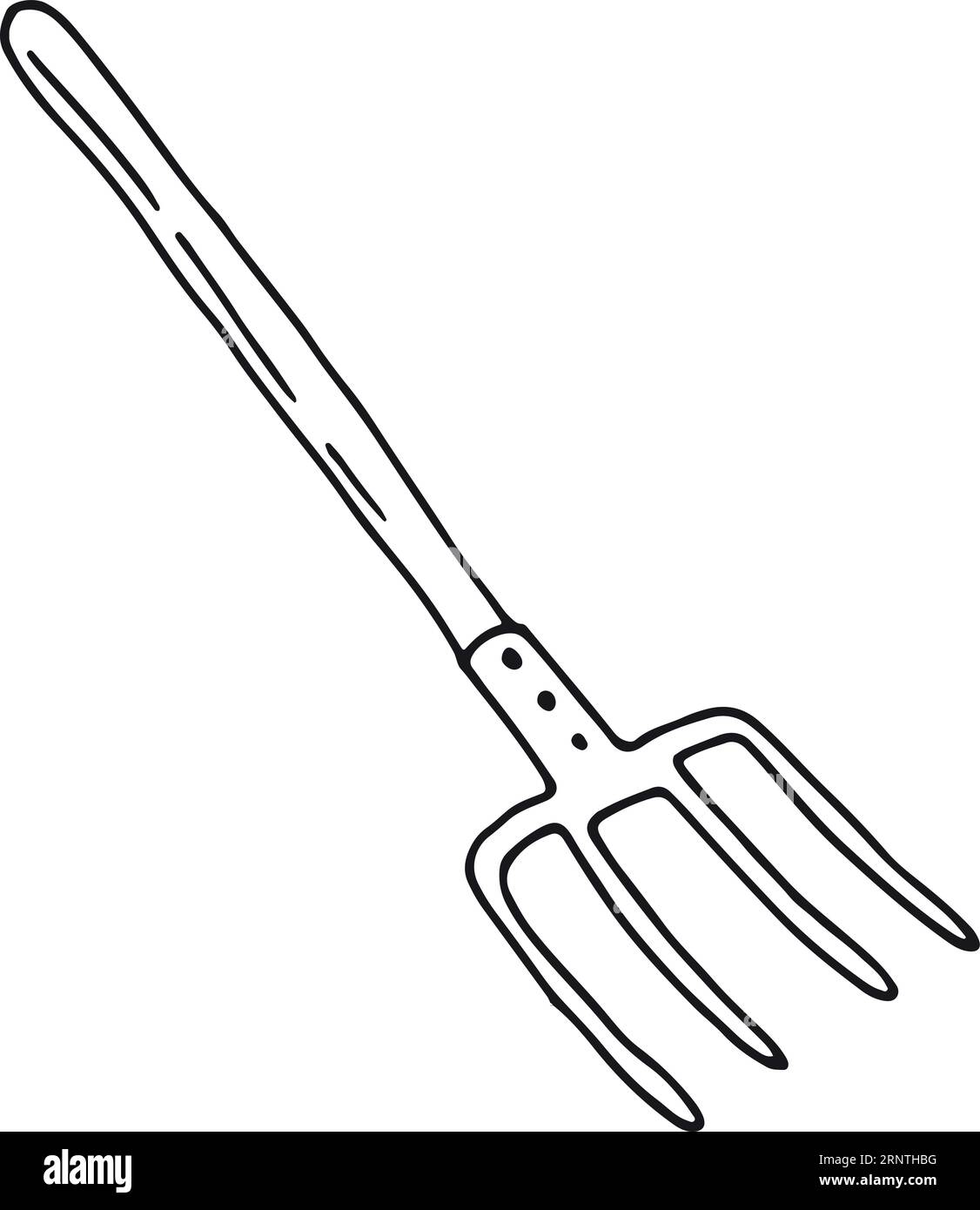 Schizzo di Hayfork. Icona dello spaghetto dello strumento mano dell'azienda agricola Illustrazione Vettoriale