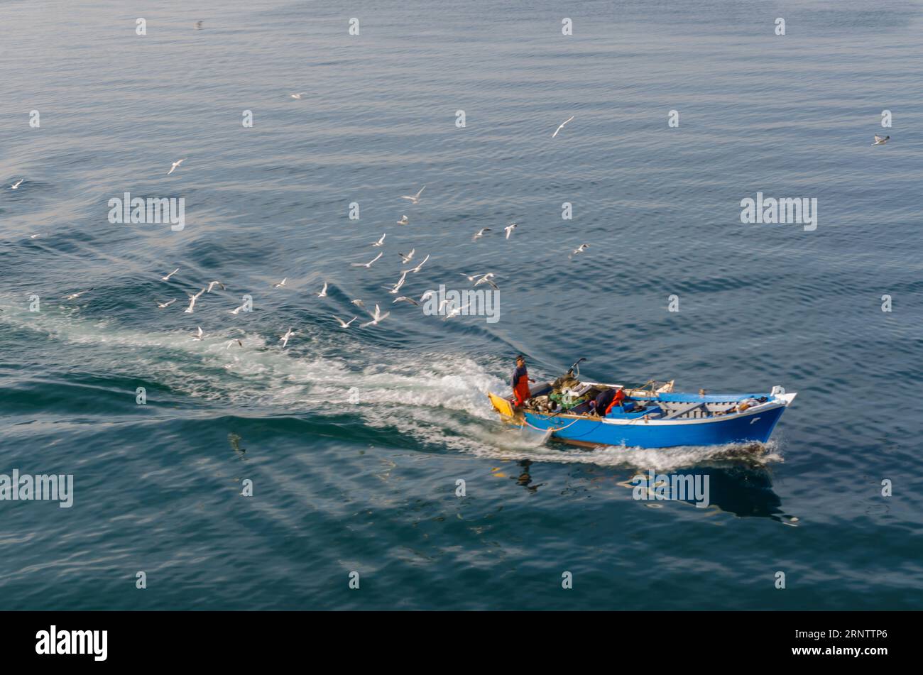 Fisher boat a Mar grande, Taranto, Italia Foto Stock