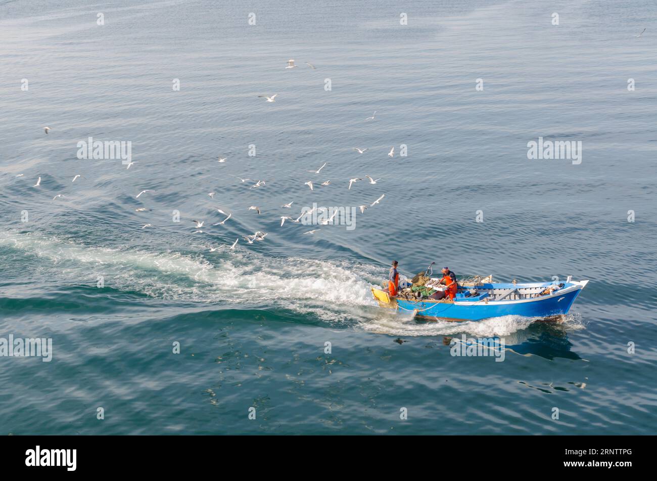 Fisher boat a Mar grande, Taranto, Italia Foto Stock