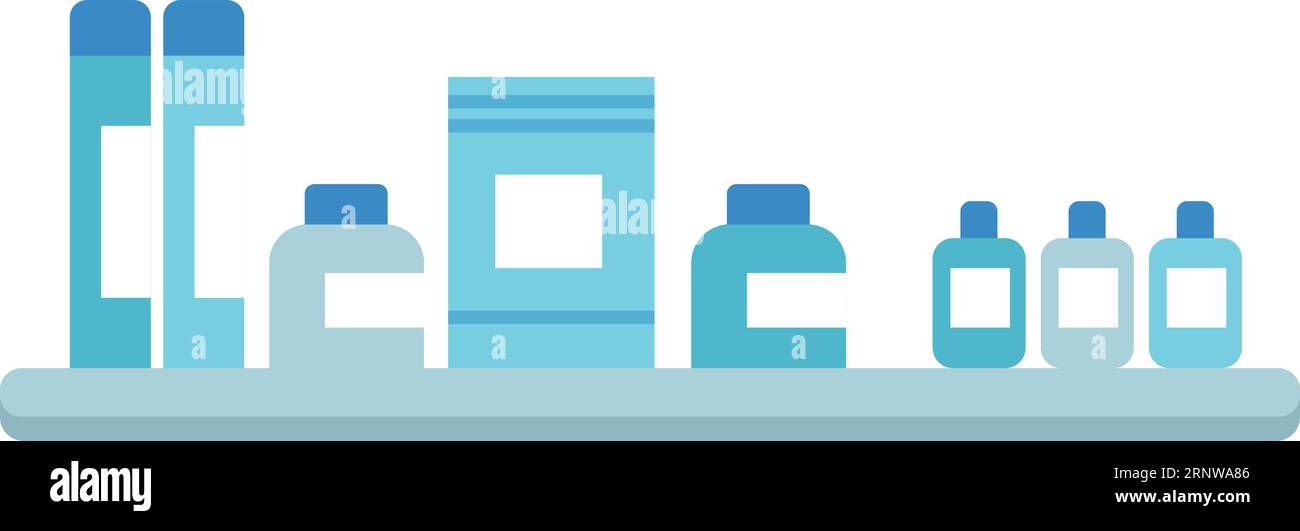 Ripiano con prodotto cosmetico. Icona a colori del ripostiglio in bagno Illustrazione Vettoriale