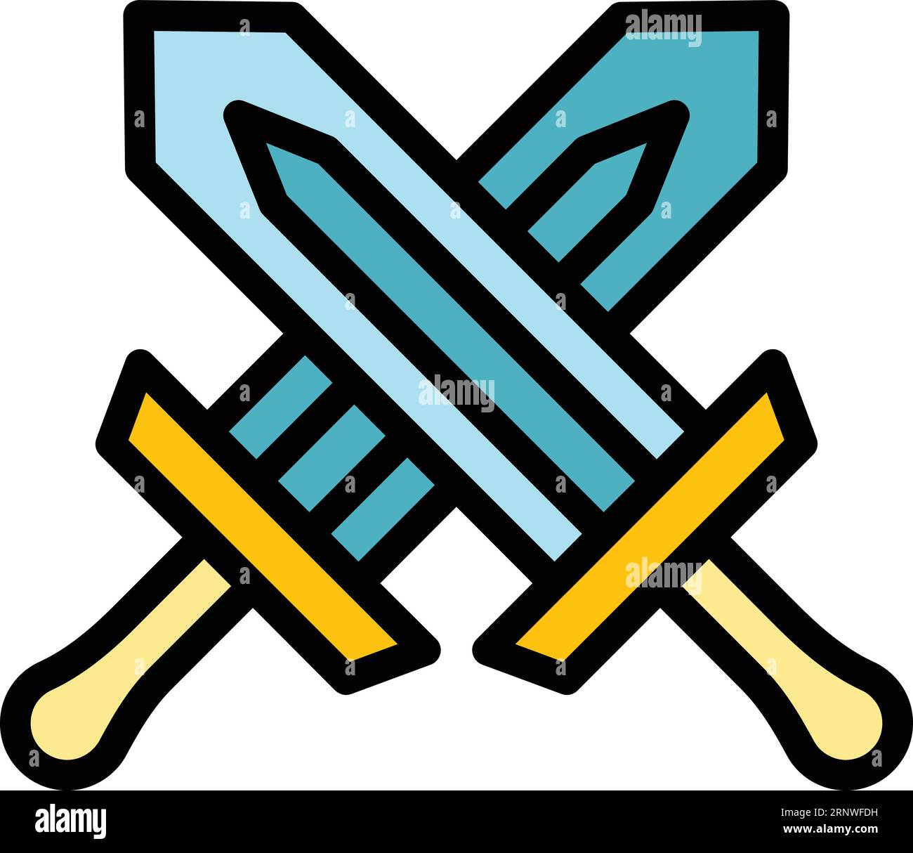 Icona del gioco con la spada che delinea il vettore. PC online. Sport app color flat Illustrazione Vettoriale
