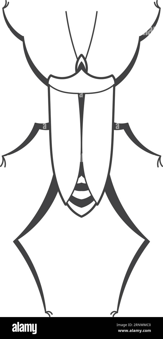 Icona della linea Stinkbug. Disegno scarabeo a inchiostro nero Illustrazione Vettoriale