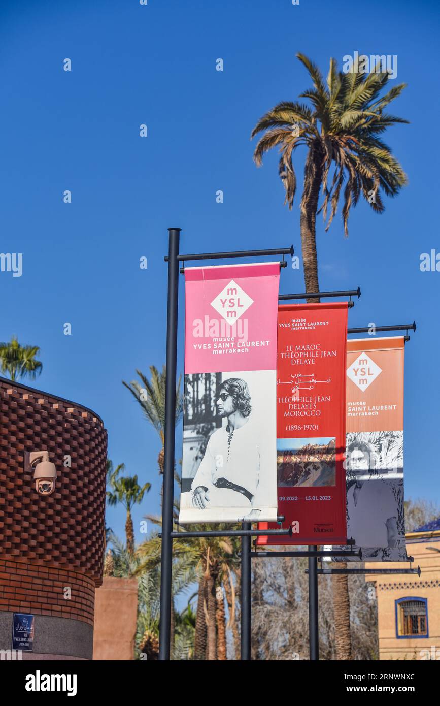 Marrakech, Marocco - 24 febbraio 2023: Esterno del Museo Yves Saint Laurent di Marrakech Foto Stock