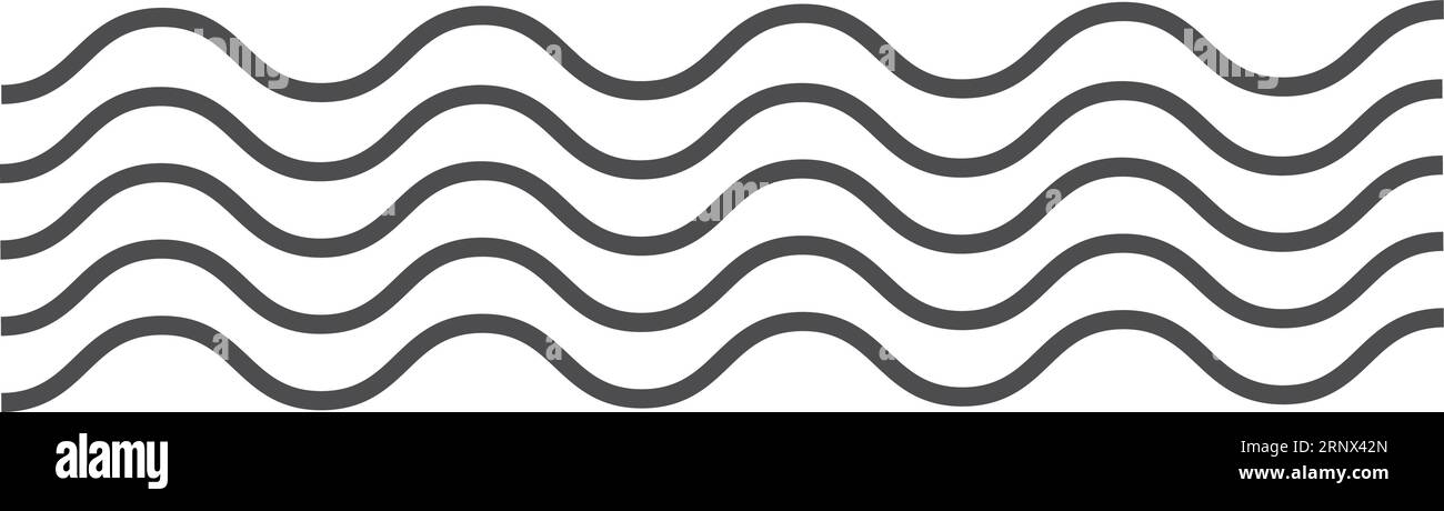 Linee ondulate nere. Francobollo filatelico. Simbolo postale Illustrazione Vettoriale