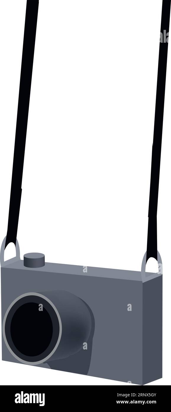 Fotocamera sospesa. Classica attrezzatura fotografica compatta Illustrazione Vettoriale