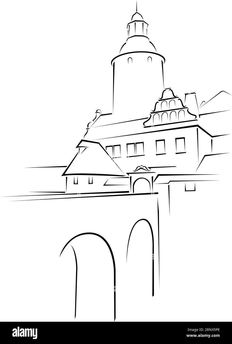 Complesso di palazzi medievali Illustrazione Vettoriale
