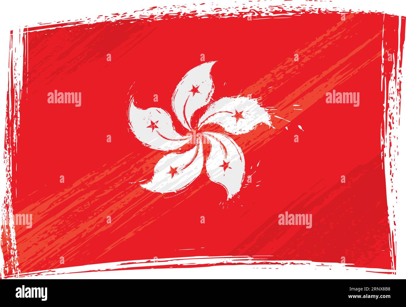 Bandiera nazionale di Hong Kong creata in stile grunge Illustrazione Vettoriale