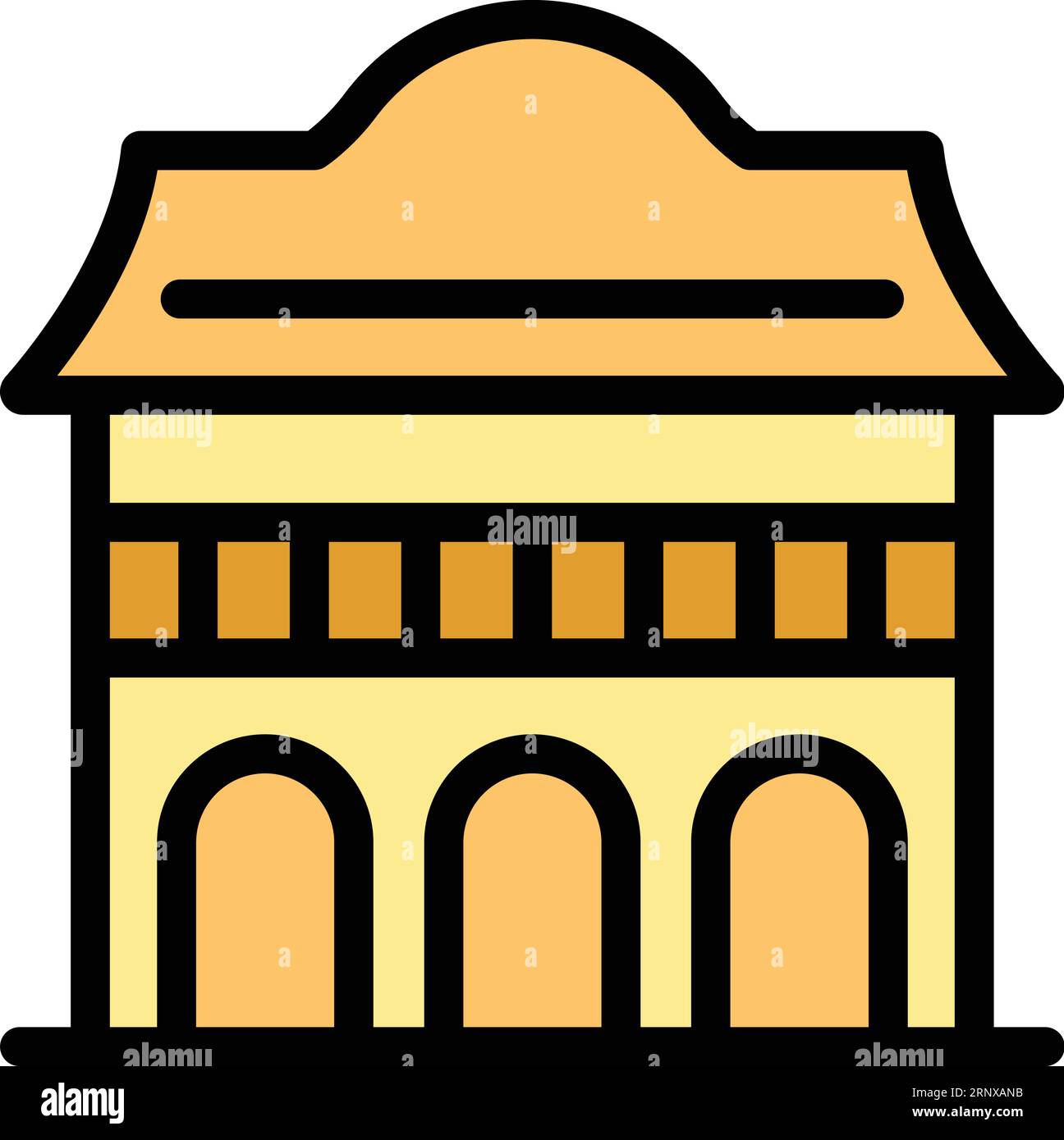 Simbolo della vecchia casa della città. Torre del Tempio. Shrine Travel color flat Illustrazione Vettoriale