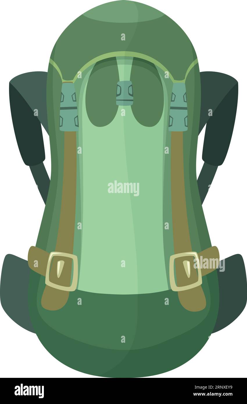 Zaino verde. Borsa da viaggio. Icona escursionistica all'aperto Illustrazione Vettoriale