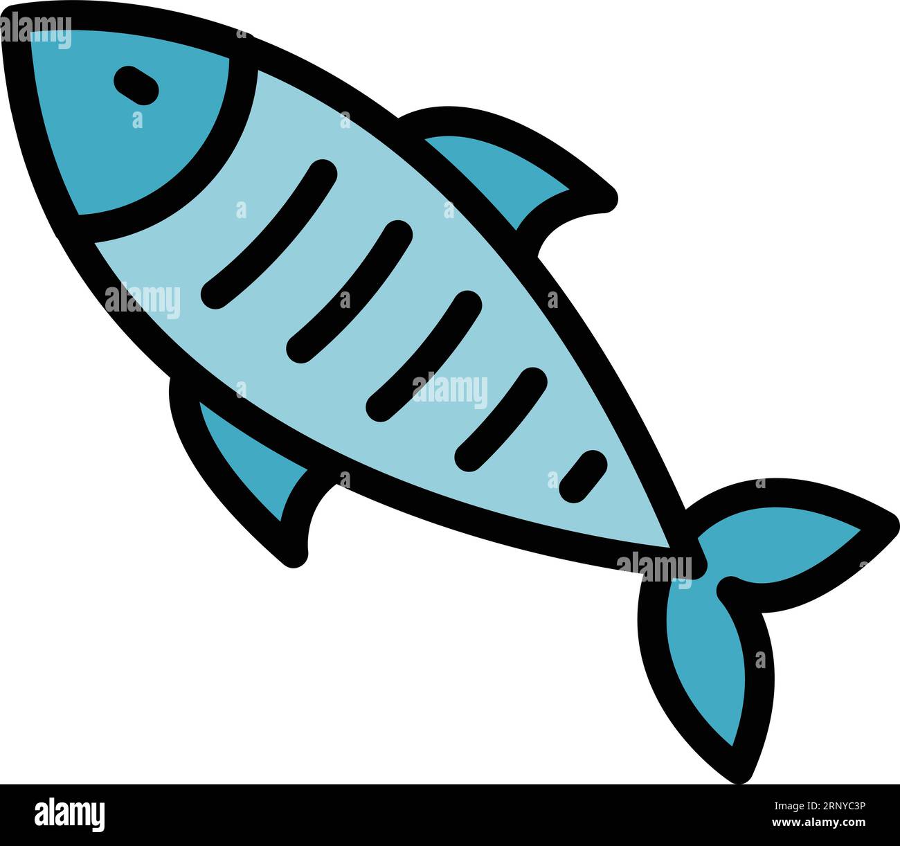 Icona pesce Montenegro delinea vettore. Tour mappa. Colore dell'atlante dell'area piatto Illustrazione Vettoriale