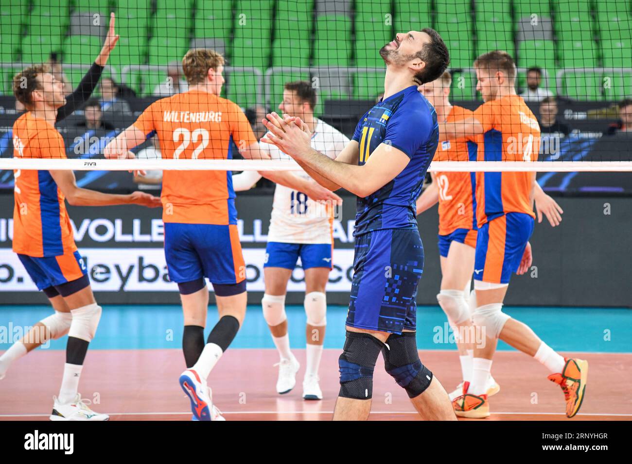 Yurii Semeniuk (Ucraina) contro i Paesi Bassi. Campionato del mondo di pallavolo 2022. Turno di 16 Foto Stock