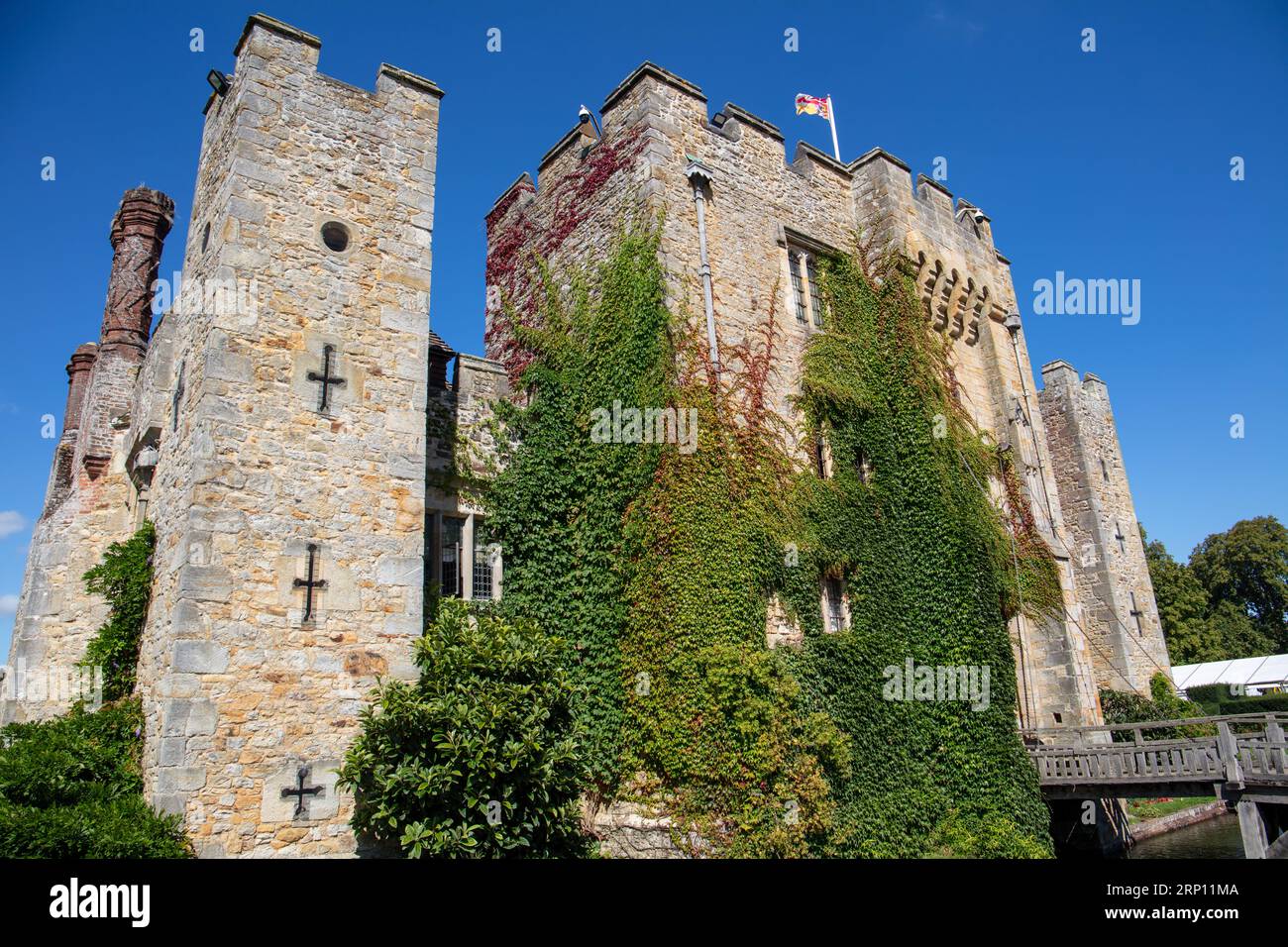 Vista esterna del Castello di Hever, la casa d'infanzia di Anna Bolena Foto Stock