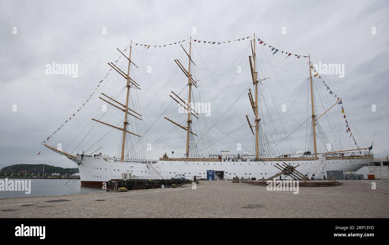 Svezia, Gothenburg - 5 luglio 2023: Il Barken Viking è stato costruito nel 1906 a Copenaghen ed è il più grande veliero mai costruito in Scandinavia Foto Stock