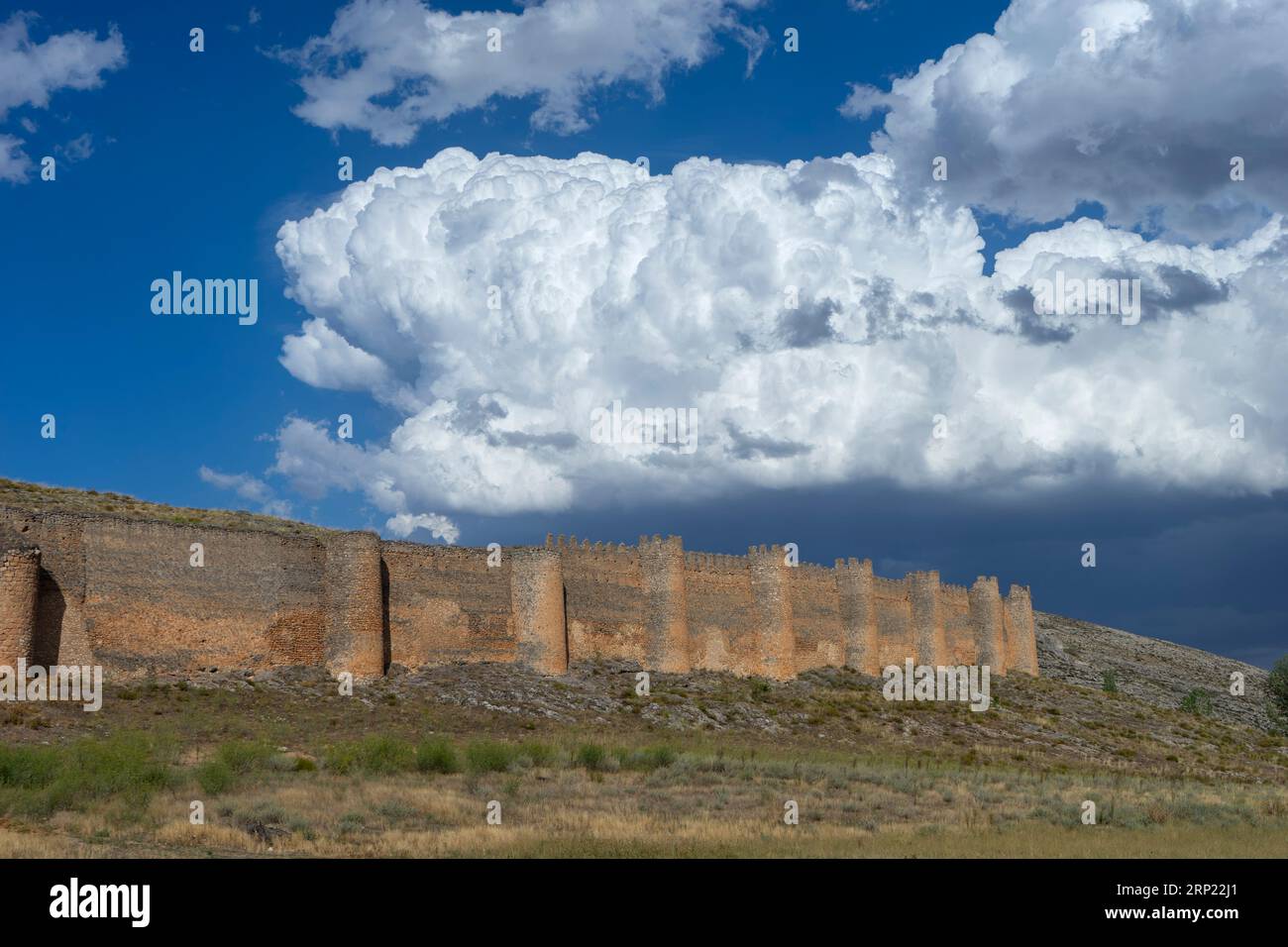 Vista sul bellissimo castello di Berlanga de Duero nella provincia di Soria, Spagna. Foto Stock