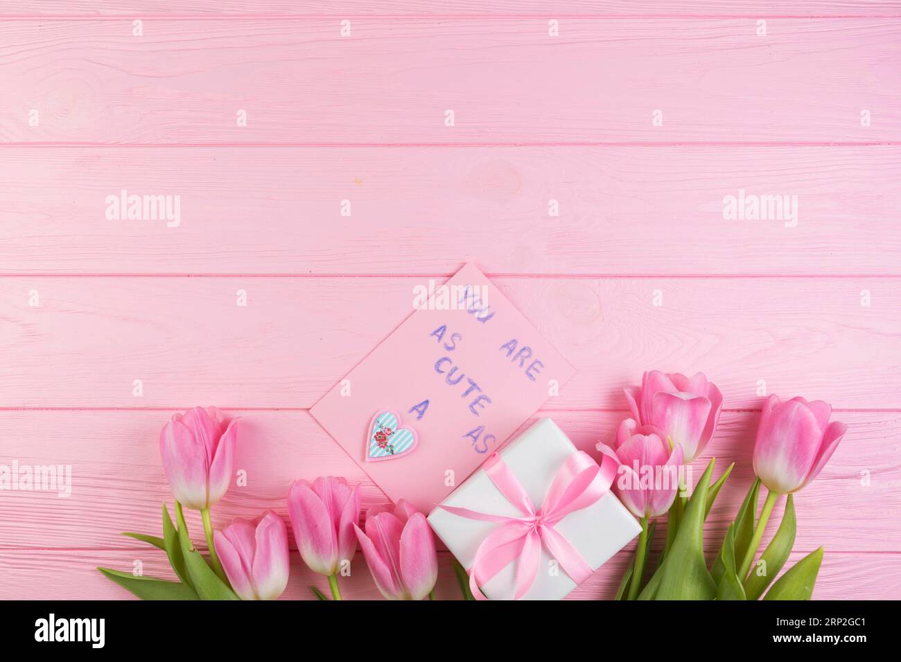 Concetto floreale di giorno delle madri con parte superiore dello spazio Foto Stock