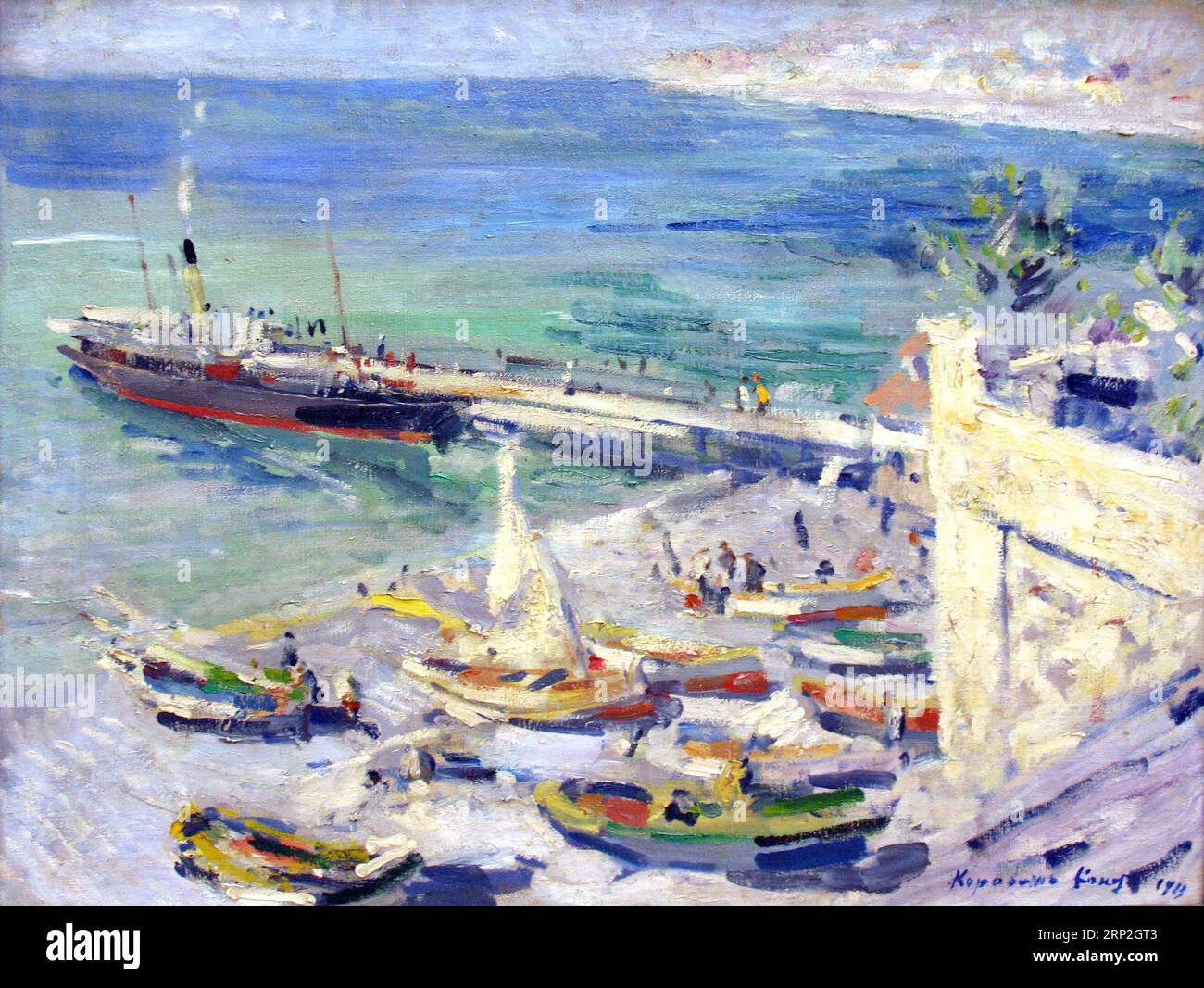 Konstantin Korovin - Un molo in Crimea - 1913 - Una nave ormeggia a Crimea Quayside Foto Stock
