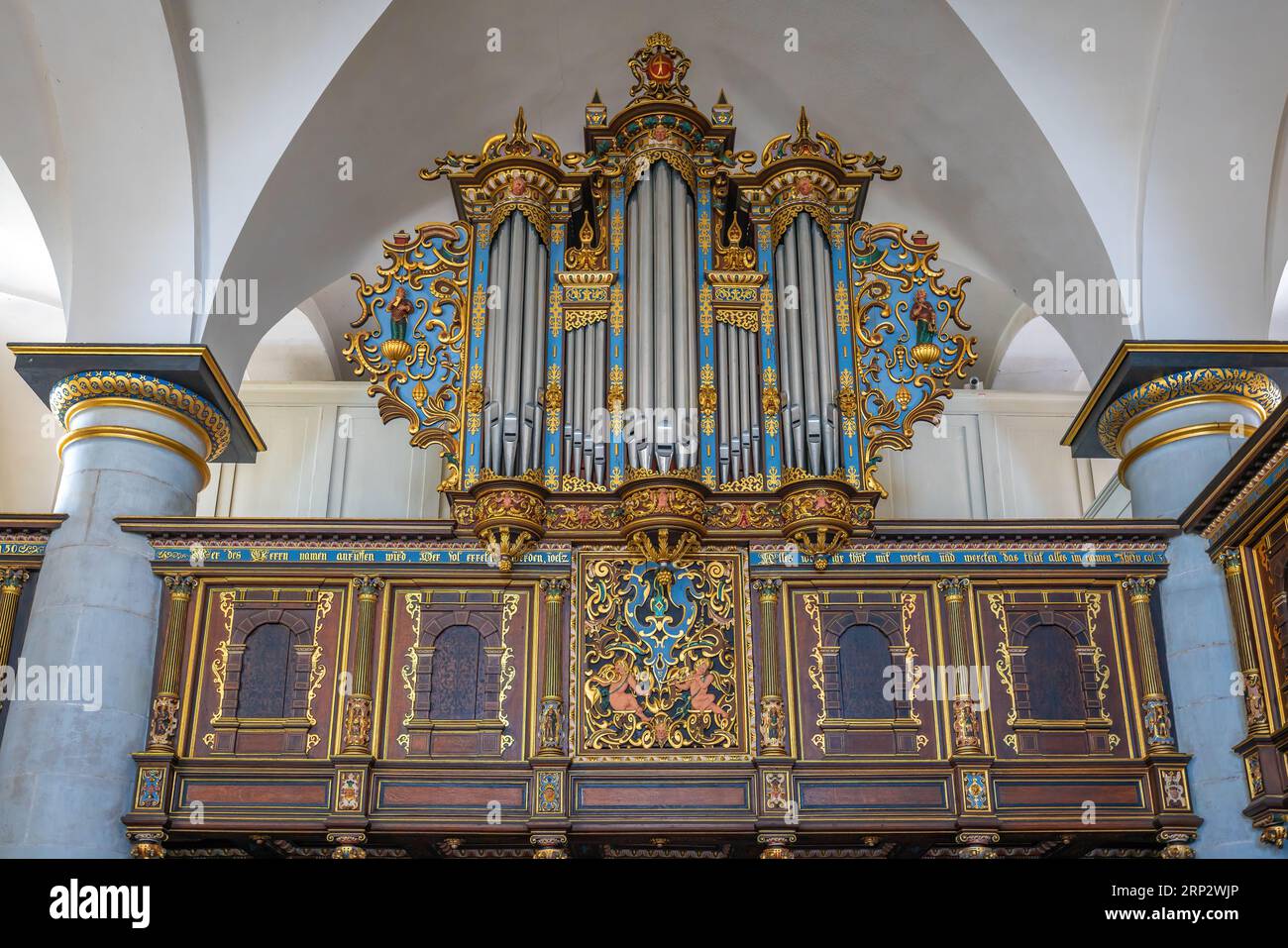 Organo a pipa nella cappella del castello di Kronborg - Helsingor, Danimarca Foto Stock