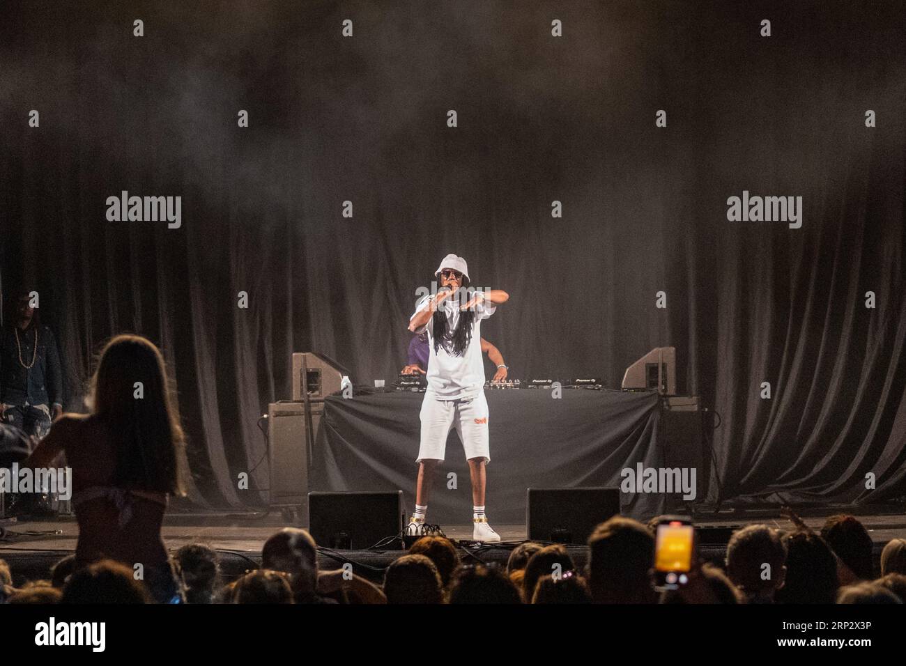 L'artista musicale Jungle Ragga 'General Levy' si esibisce sul palco principale del festival Pub in the Park a Chiswick, West London. Settembre 2023. Foto Stock