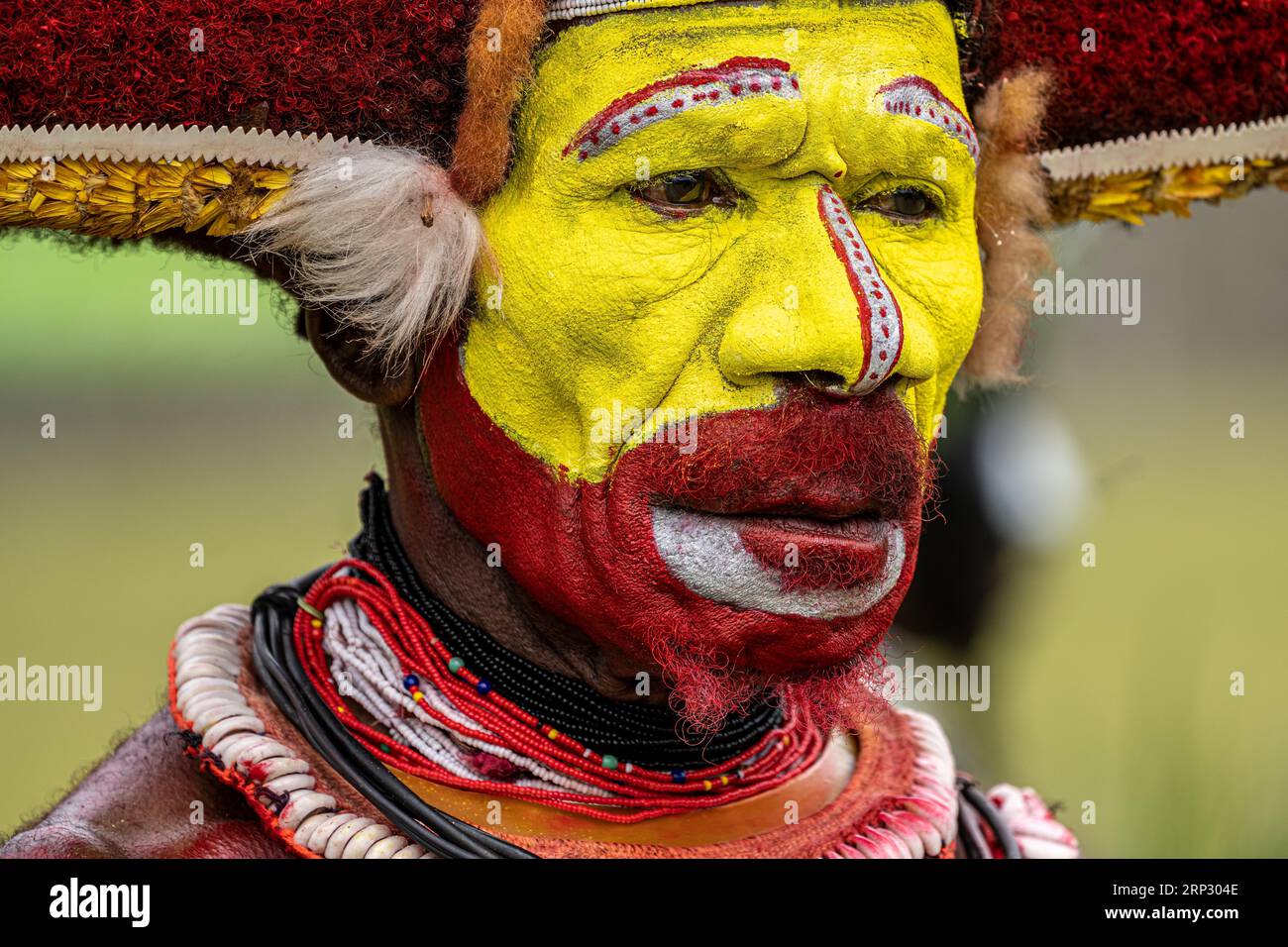 Ballerini in pittura di guerra, Sing Sing, Festival, Mount Hagen, Papua nuova Guinea Foto Stock