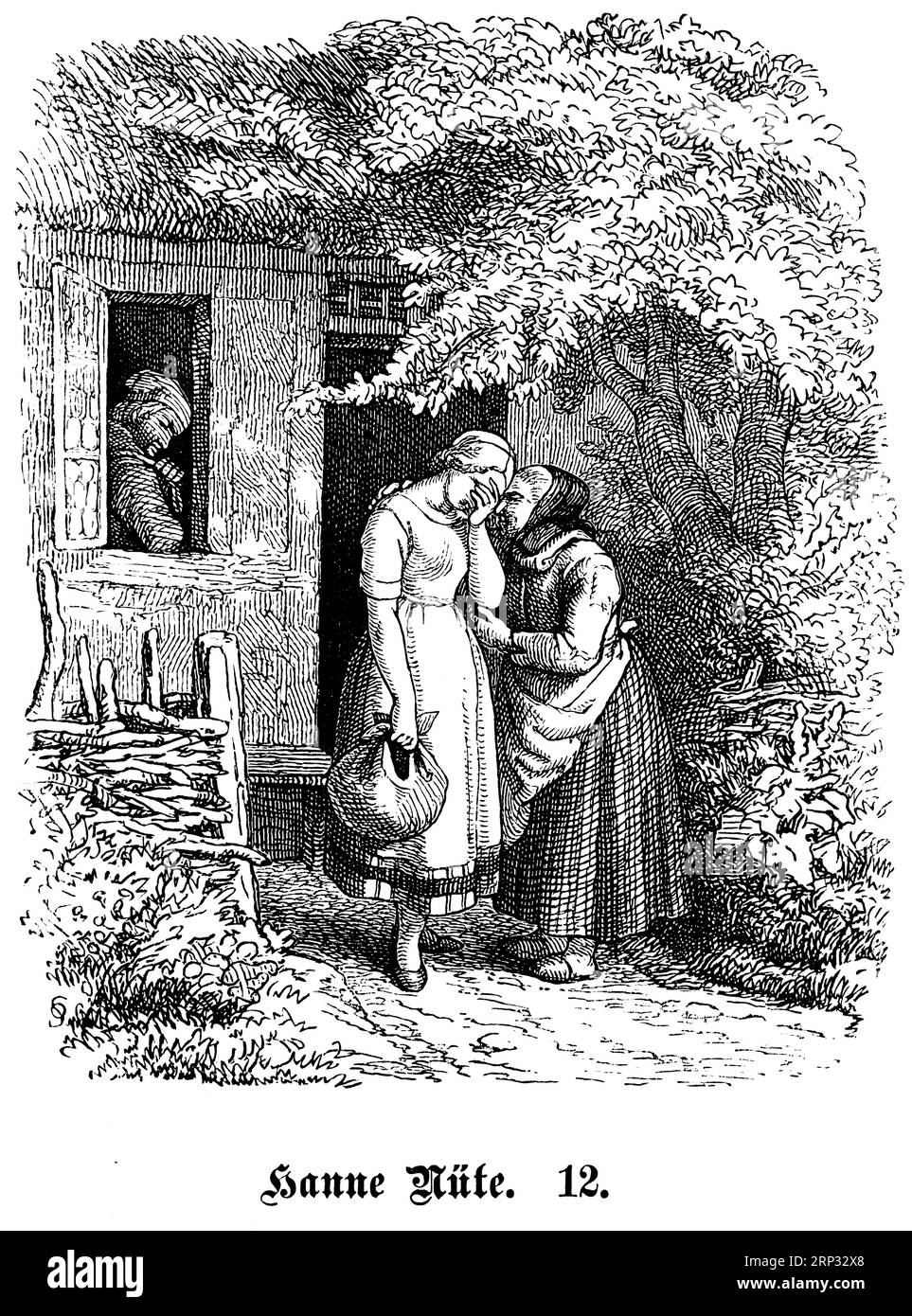 Fritz Reuter (1810) (1874) scrittrice e poetessa bassa tedesca, Hanne Nuete un de luette Pudel, Eine Vogel, und Menschengeschichte, Platt, Low German, basso Foto Stock