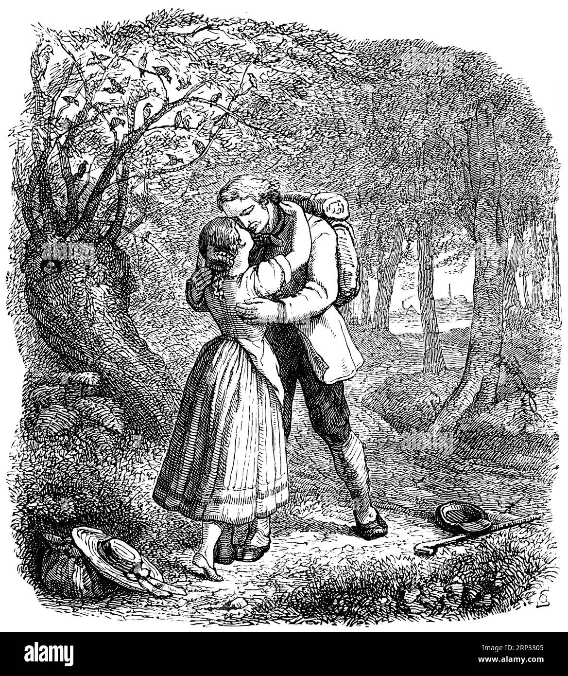 Fritz Reuter (1810) (1874) scrittrice e poetessa bassa tedesca, Hanne Nuete un de luette Pudel, A Bird, and man story, Platt, Low German, basso tedesco, dialetto Foto Stock