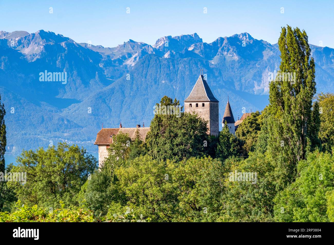 Castello di Blonay, Cantone di Vaud, Svizzera. Foto Stock