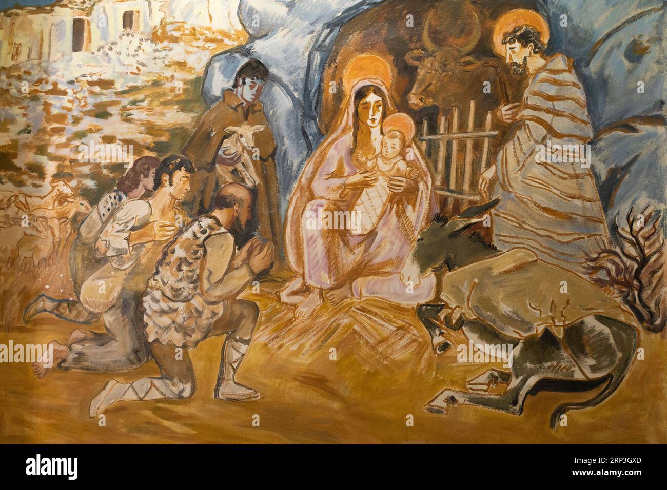 Opera di Yves Brayer nella Cappella del Penitente bianco (Chapelle des Pénitents Blancs), Les Baux de Provence, Francia Foto Stock