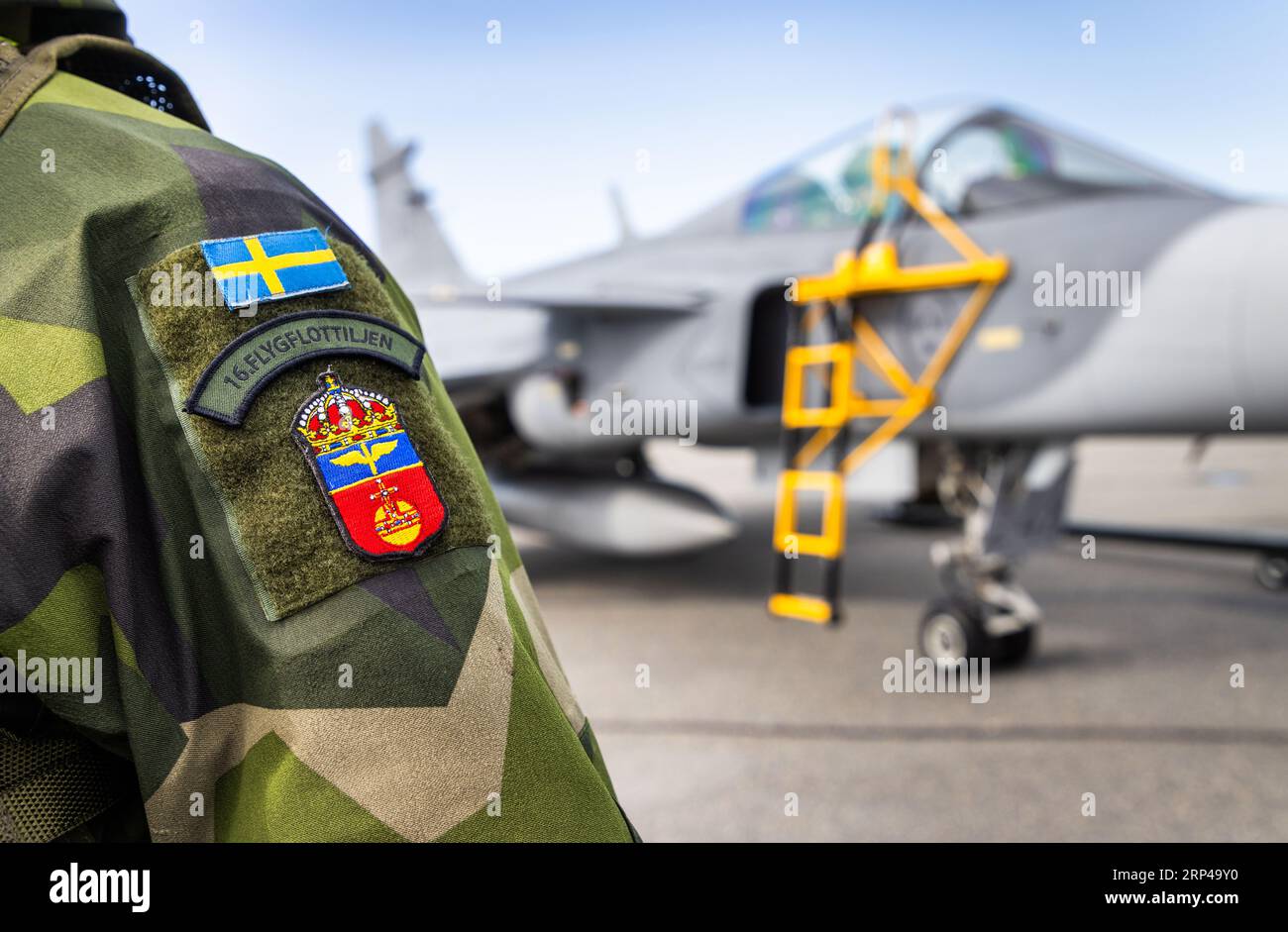 Jas 39 Gripen C, spettacolo aereo, aeroporto di Örebro, Örebro, Svezia. Personale dell'ala Uppland (svedese: Upplands flygflottilj), anche F 16 Uppsala, F 16. Foto Stock