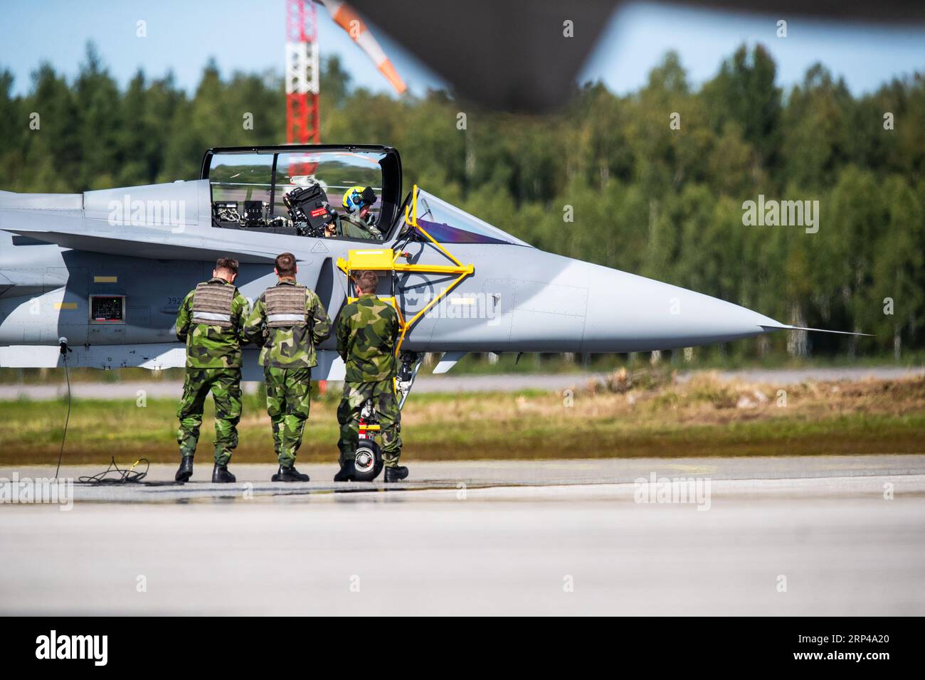 Jas 39 Gripen C, spettacolo aereo, aeroporto di Örebro, Örebro, Svezia. Foto Stock