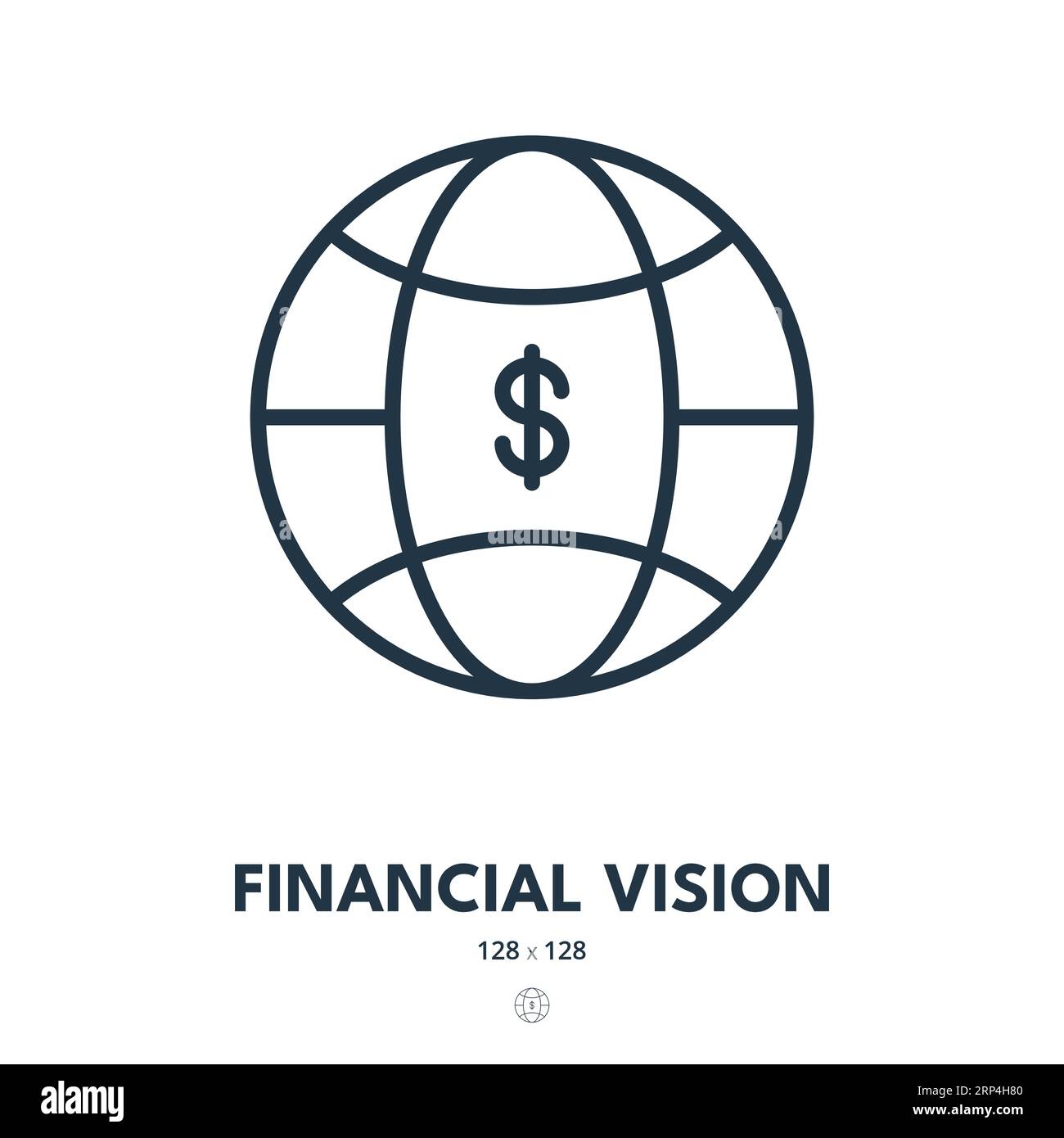 Icona della visione finanziaria. Finanza, investimenti, globale. Tratto modificabile. Icona vettore semplice Illustrazione Vettoriale