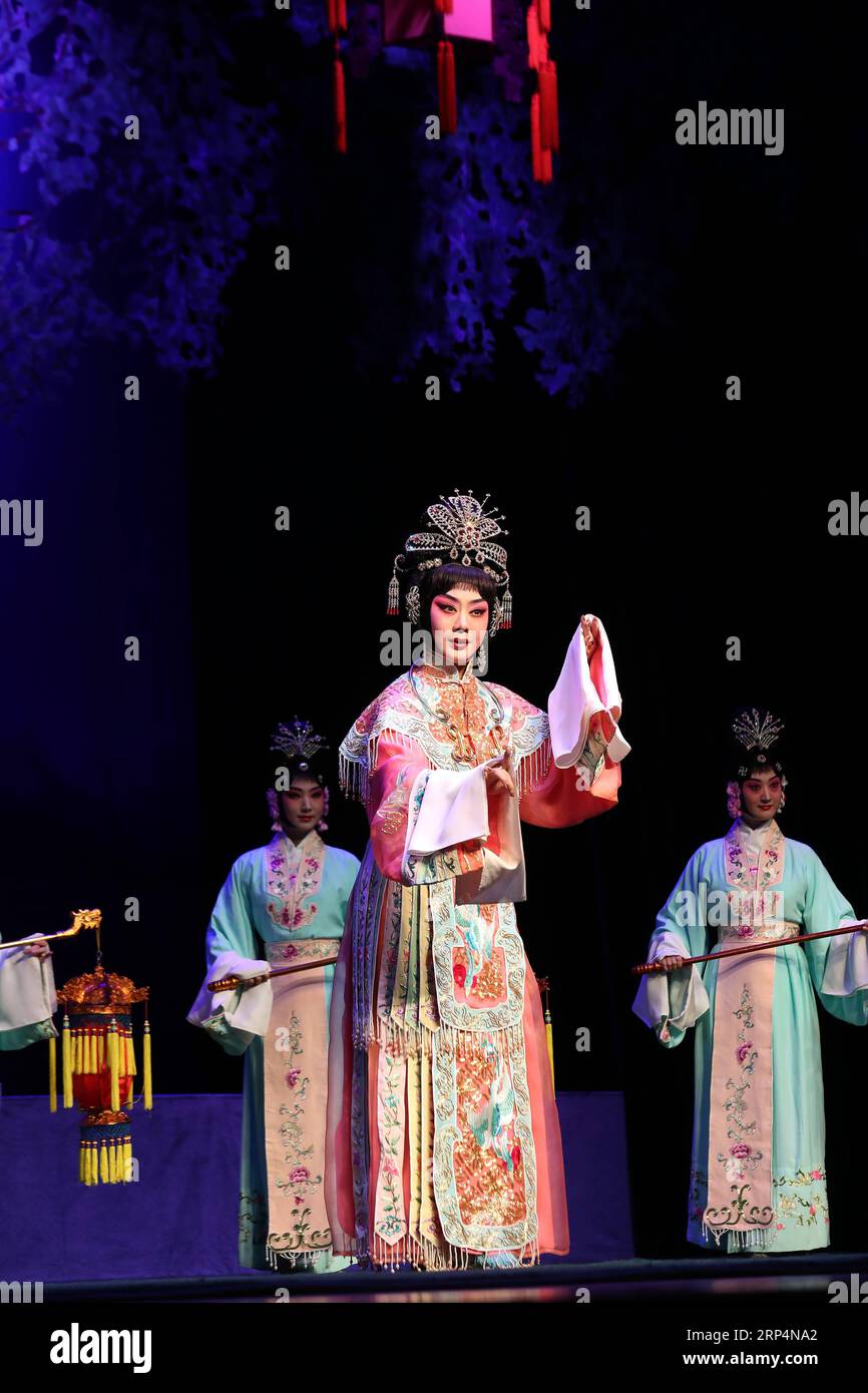 (181113) -- WUHAN, 13 novembre 2018 -- foto scattata il 13 novembre 2018 mostra una scena della Principessa dell'Opera di Pechino Changping all'auditorium Hongshan di Wuhan, capitale della provincia di Hubei della Cina centrale. Interpretata dagli artisti dell'Opera di Pechino Yu Kuizhi e li Shengsu, la principessa Changping racconta la storia di una figlia dell'imperatore Chongzhen, l'ultimo imperatore della dinastia Ming (1368-1644 d.C.). (Gxn) CHINA-HUBEI-WUHAN-PEKING OPERA (CN) ZhaoxJun PUBLICATIONxNOTxINxCHN Foto Stock