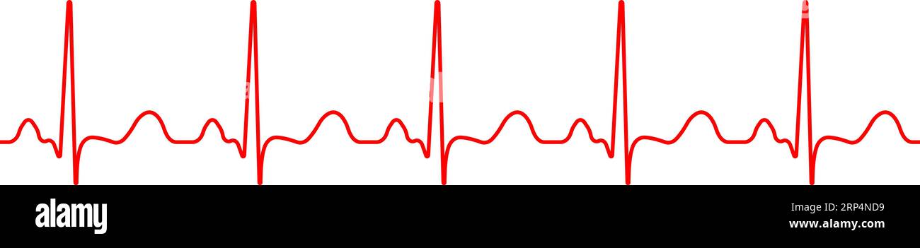 Icona rossa del battito cardiaco. Striscione dell'orizzonte con simbolo del battito cardiaco spesso uniforme Illustrazione Vettoriale