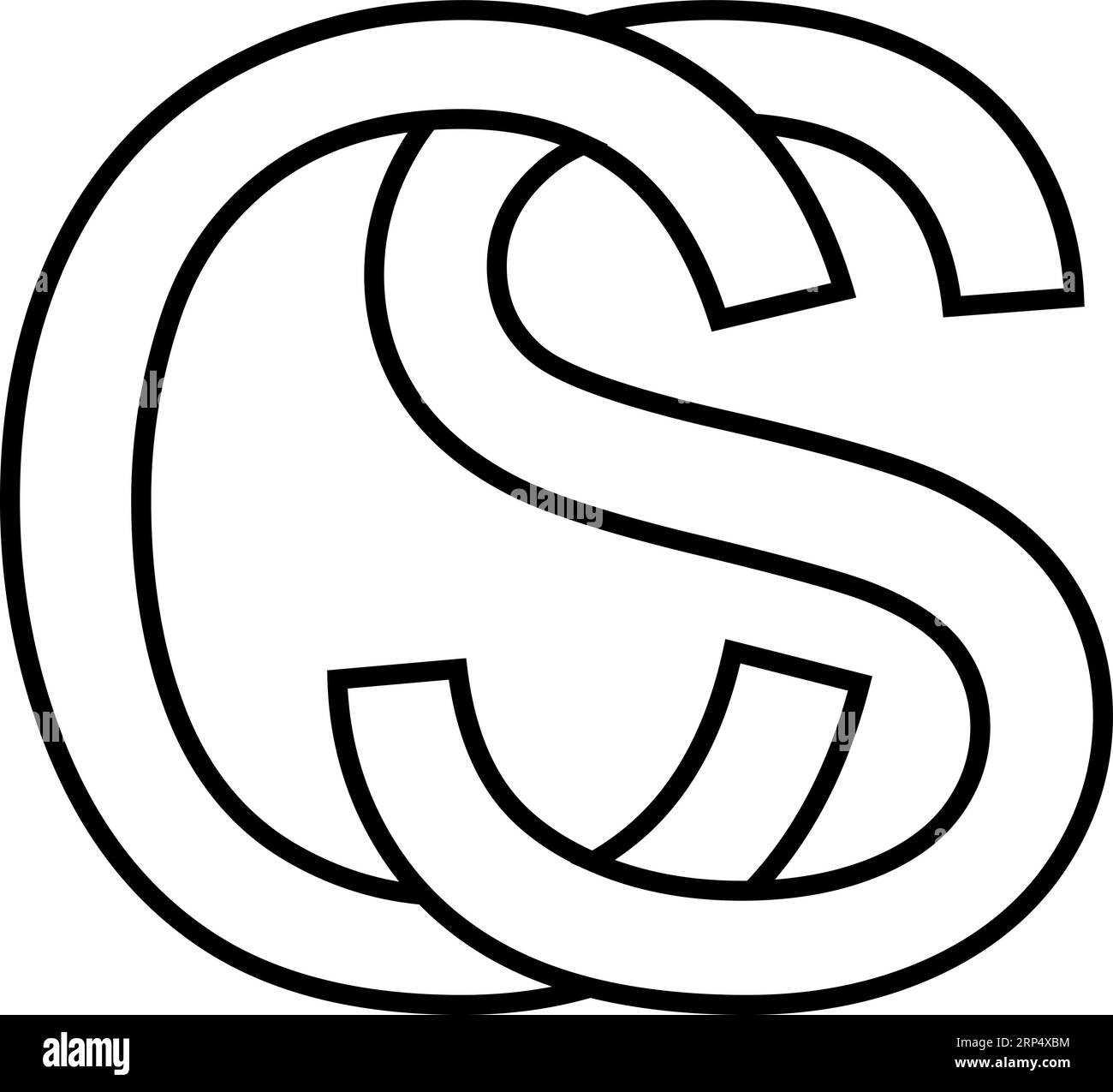 Simbolo logo sc cs, simbolo icona lettere c s. Illustrazione Vettoriale