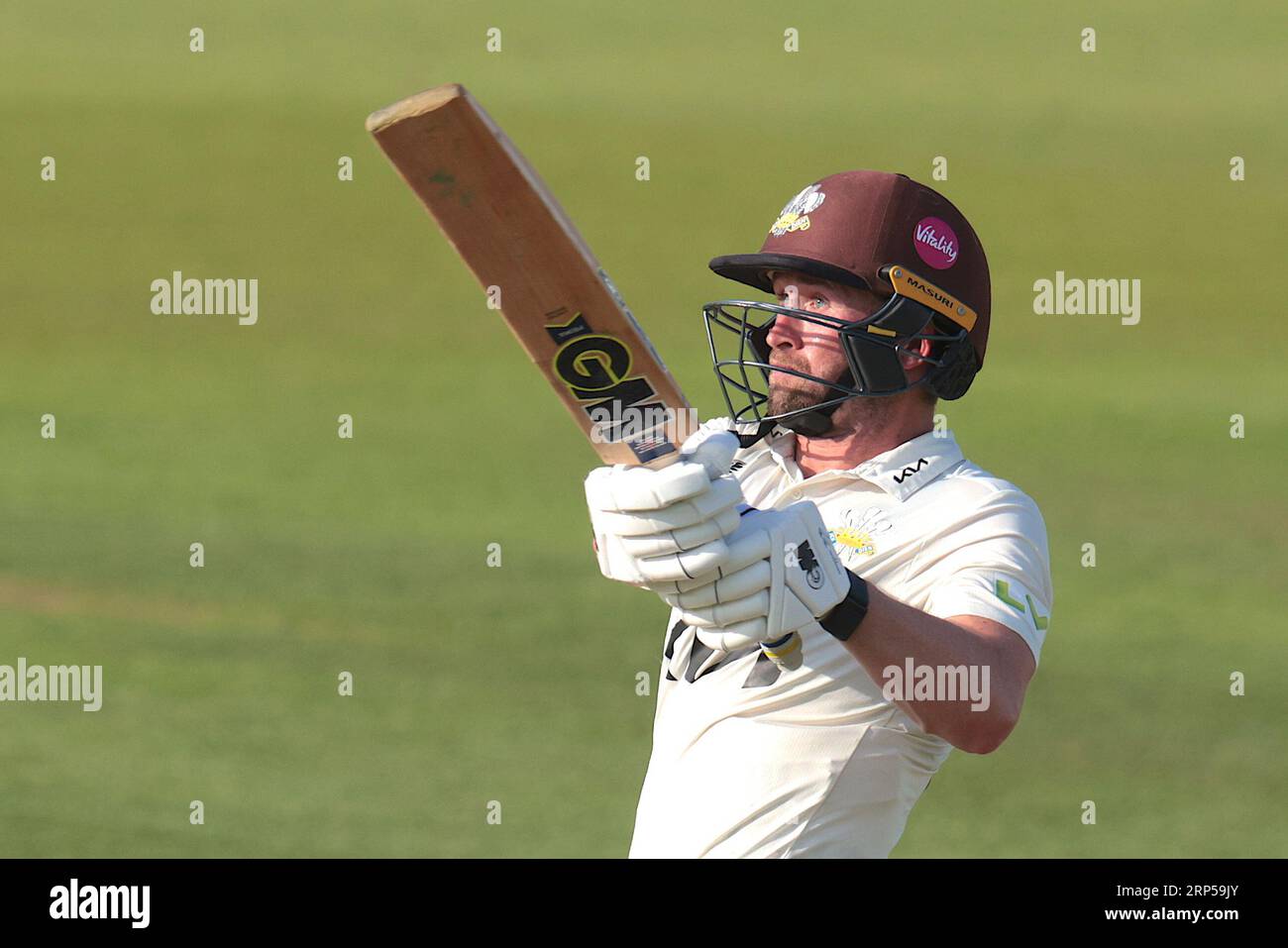 Londra, Regno Unito. 3 settembre 2023. Surrey's Cameron Steel batting mentre Surrey affronta Warwickshire nel County Championship al Kia Oval, il primo giorno. Credito: David Rowe/Alamy Live News Foto Stock