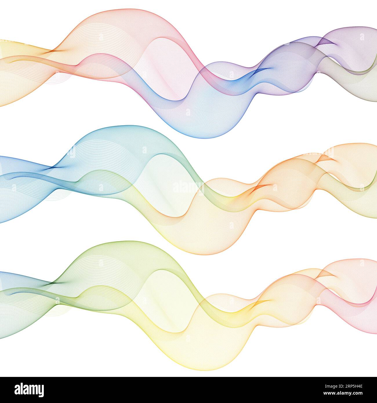 Set di forme d'onda colorate. Grafica vettoriale astratta. Foto Stock