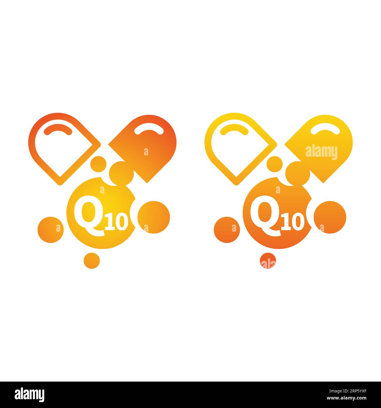 Icona vettore pillole Q10 capsule. Supplementi e micronutrienti simbolo del coenzima q10. Illustrazione Vettoriale