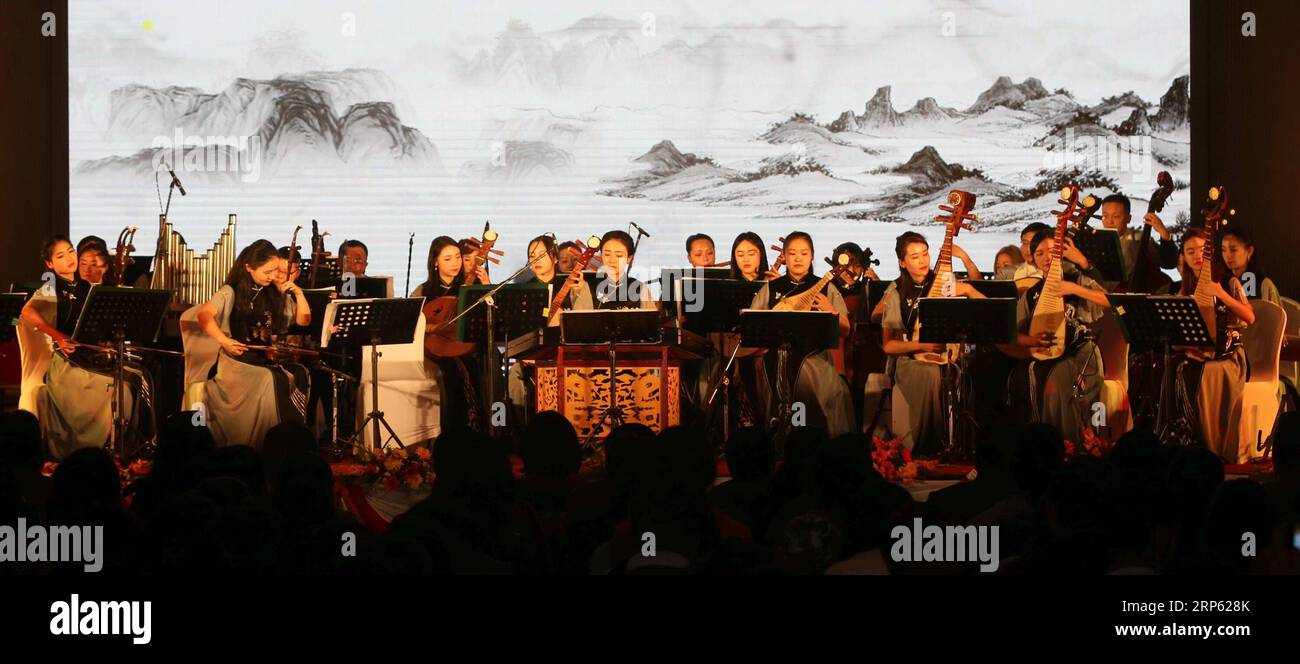 (181231) -- KATHMANDU, 31 dicembre 2018 -- artisti cinesi si esibiscono durante un concerto musicale per celebrare il nuovo anno a Kathmandu, Nepal, 30 dicembre 2018. Un concerto speciale del Teatro dell'Opera Provinciale Qian di Guizhou in Cina si è tenuto qui domenica per celebrare il prossimo Capodanno 2019 e per migliorare gli scambi culturali sino-nepalesi. Il concerto è stato caratterizzato da una serie di spettacoli teatrali d'opera, dal folk al moderno, da giovani musicisti cinesi. ) NEPAL-KATHMANDU-CONCERTO DI CAPODANNO-ARTISTI CINESI-PERFORMANCE SUNILXSHARMA PUBLICATIONXNOTXINXCHN Foto Stock