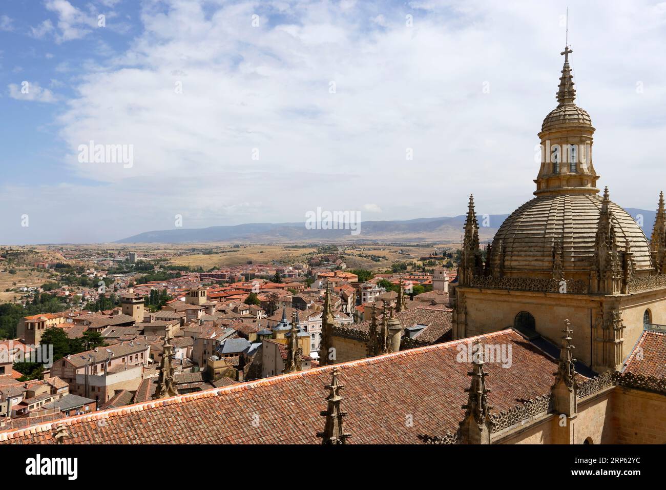 Viste spettacolari dalla torre campanaria della cattedrale di Segovia, Spagna Foto Stock