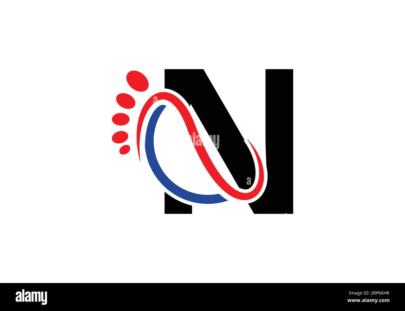 Modello Vector con logo Letter N Foot. Illustrazione Vettoriale