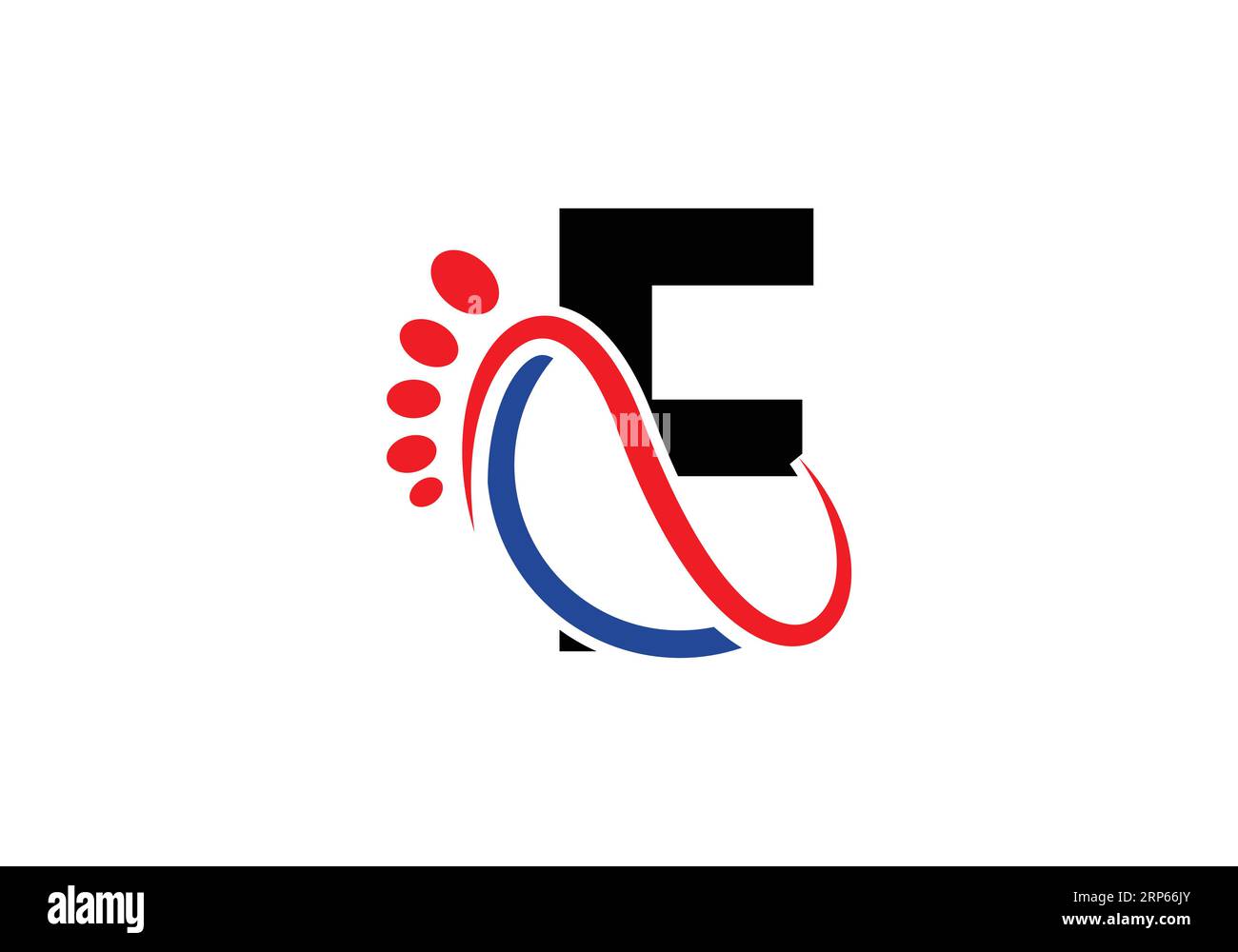 Modello Vector con logo Letter F Foot. Illustrazione Vettoriale