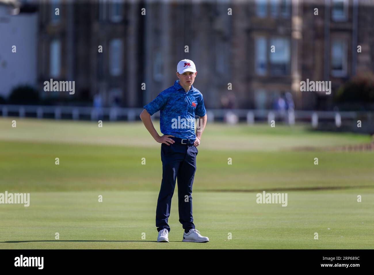 St Andrews, Scozia. 3 settembre 2023. Connor Graham scozzese durante le partite di singolo della domenica alla Walker Cup 2023. Foto Stock