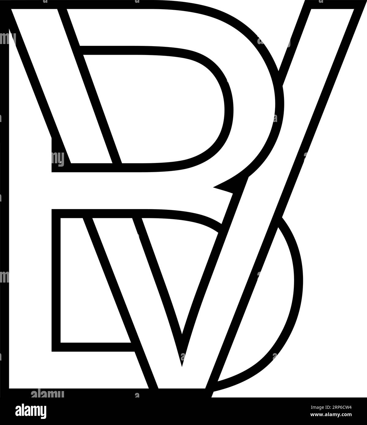 Simbolo logo bv, simbolo icona vb due lettere interlacciate b, V. Illustrazione Vettoriale