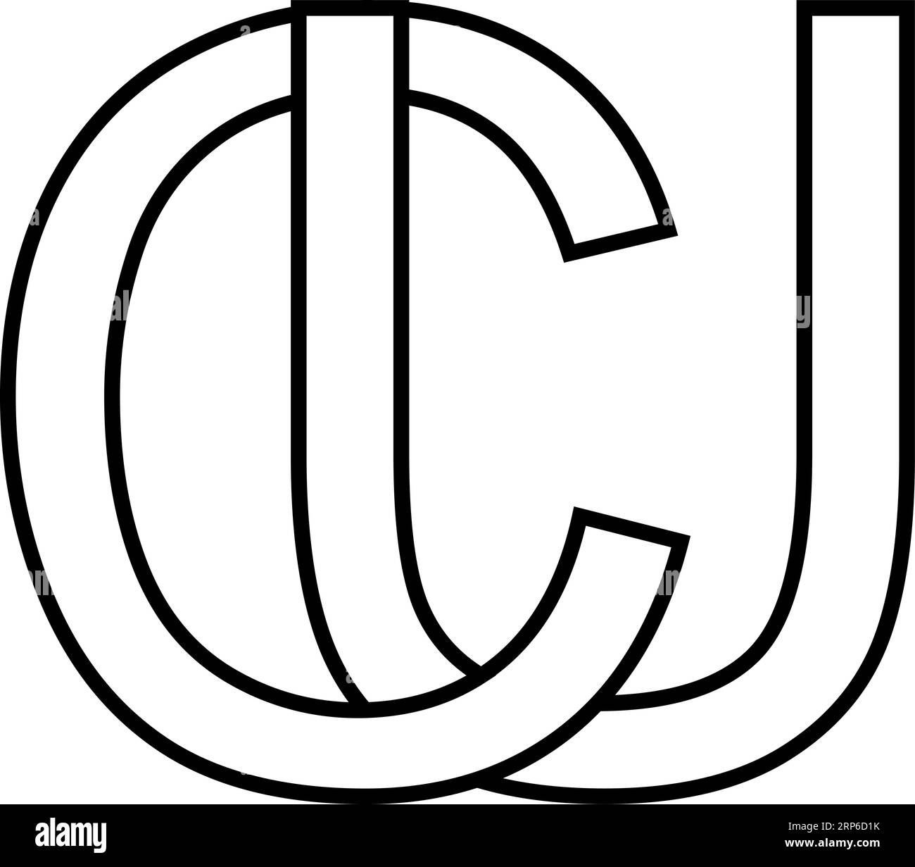 Logo UC cu, icona segno interlacciato lettere c u Illustrazione Vettoriale