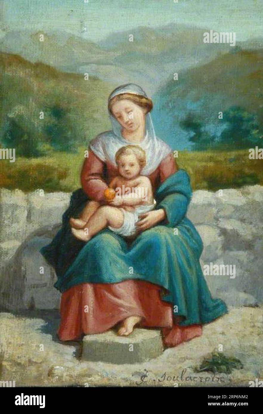 Madonna e bambino in un paesaggio immagini e fotografie stock ad alta