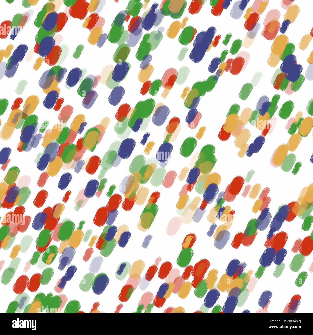 Tratti astratti di pennello rosso, giallo, blu e verde sullo sfondo bianco. Pattern diagonale senza cuciture Foto Stock