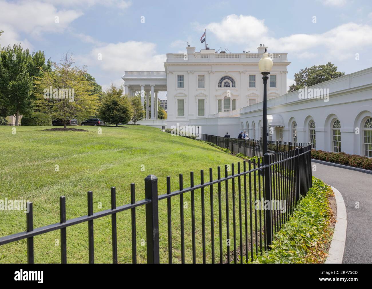 WASHINGTON, D.C. — 7 agosto 2023: La Casa Bianca è vista a Washington D.C. Foto Stock