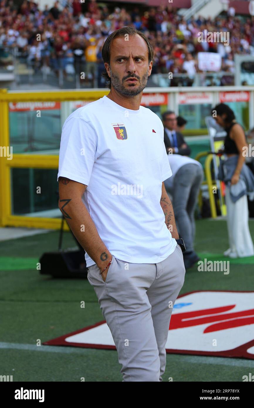 Alberto Gilardino, allenatore del Genoa CFC, durante la partita di serie A tra Torino FC e Genoa CFC il 3 settembre 2023 all'Olympic grande Torino St Foto Stock