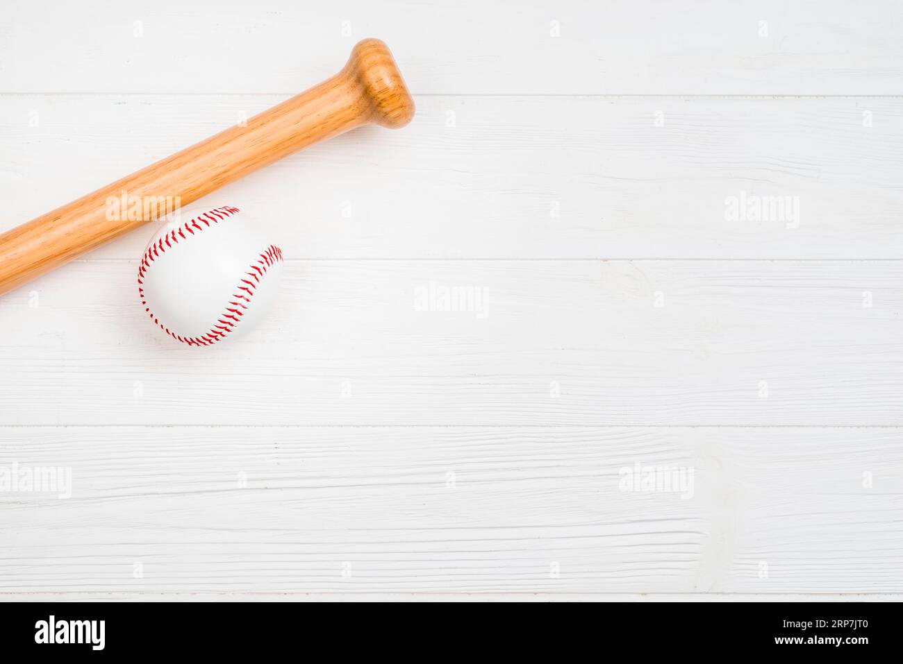 Vista dall'alto della mazza da baseball in legno Foto Stock