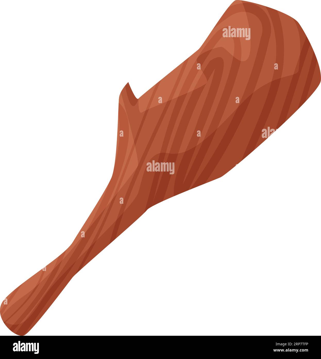 Club di legno dell'età della pietra. Arma da cavolo primitiva, antichi strumenti illustrazioni vettoriali di cartoni animati Illustrazione Vettoriale